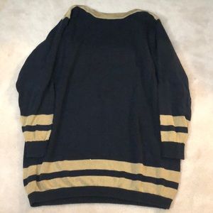 Sweater dress gold and navy